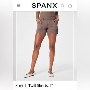 Spanx. 4” stretch twill shorts. Color - smoke. Size Medium